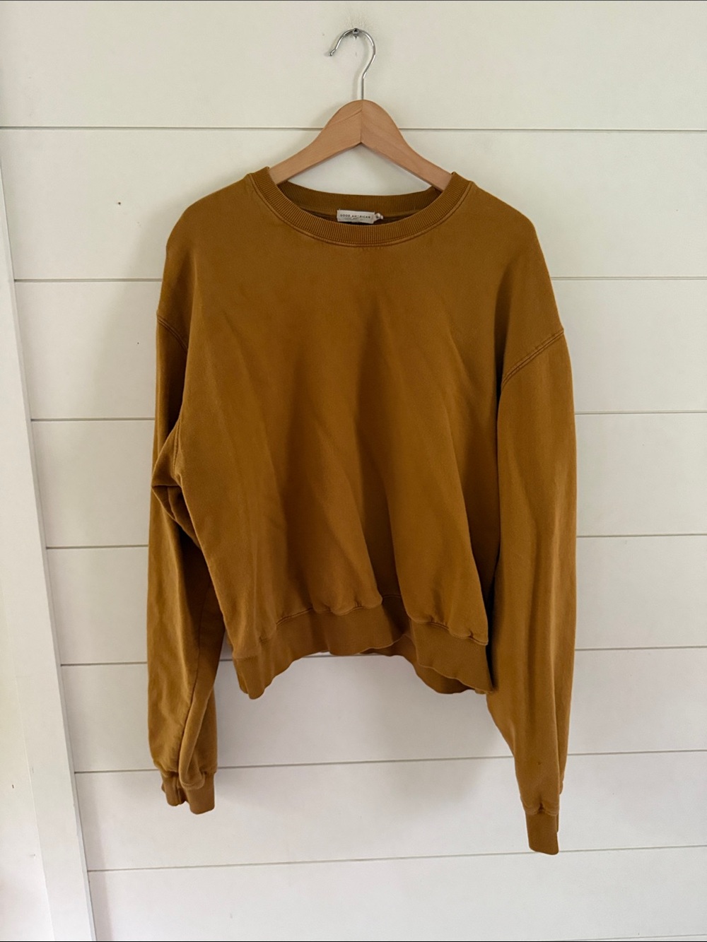 Good American Classic Crewneck Sweatshirt - Mustard Brown sz 4